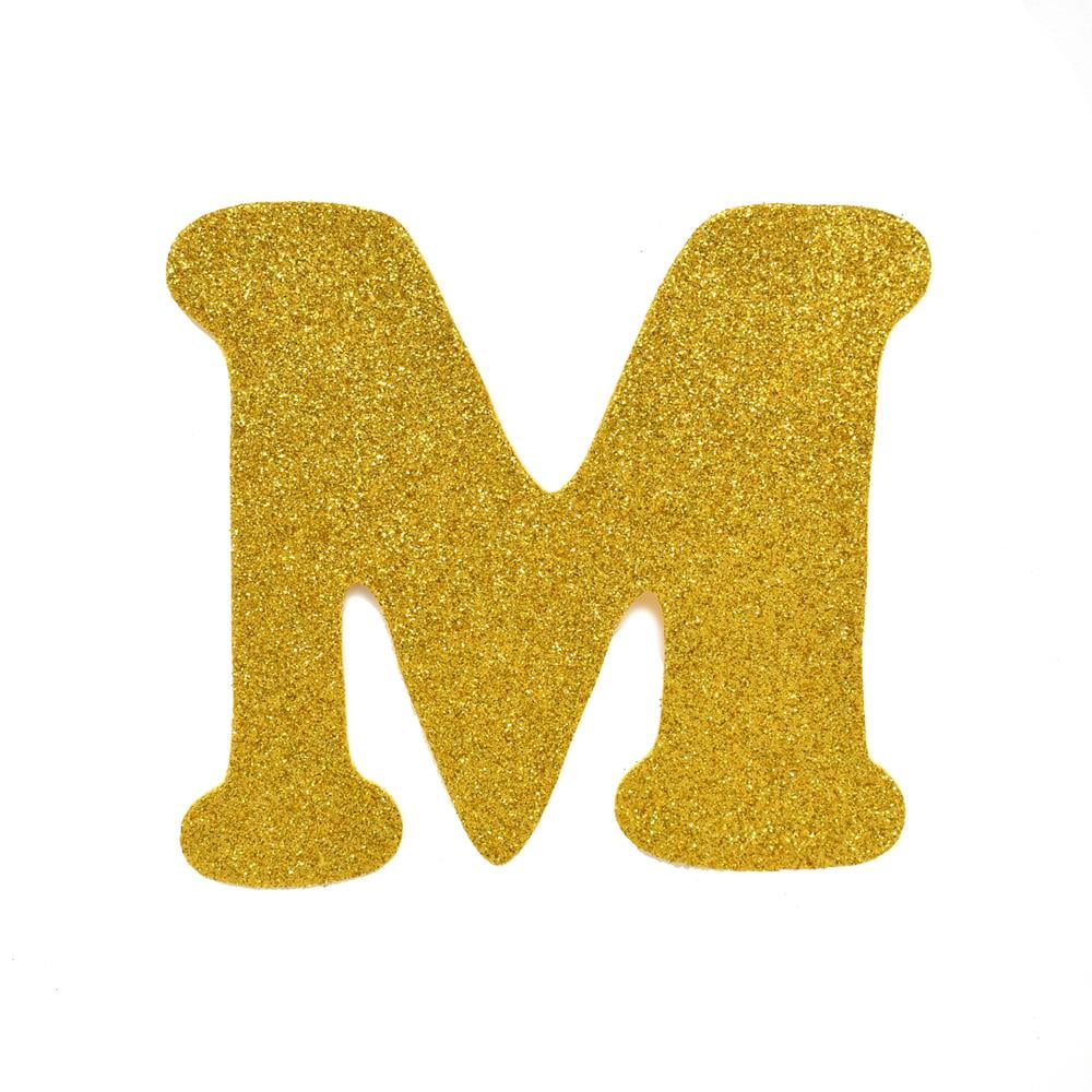 EVA Glitter Foam Letter Cut Out "M", Gold, 41/2Inch, 12Count