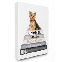 Stupell Book Stack Yorkie Dog Fashion Watercolor Canvas Art, 24 x 30