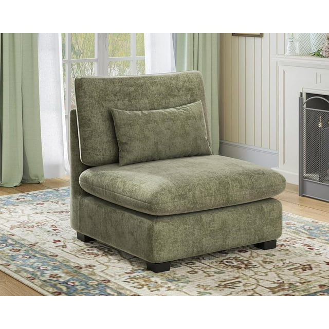 CHIC HOUSE Siège de Canapé Modulaire en Velours Côtelé, Module de Sofa Convertible Simple, Unité Sectionnelle Surdimensionnée en Tissu Chenille pour Salon