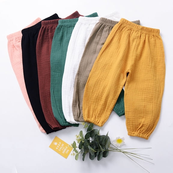 Kids Toddler Baby Boy Girls Linen Pants Bloomers Loose Jogger Leggings Trousers