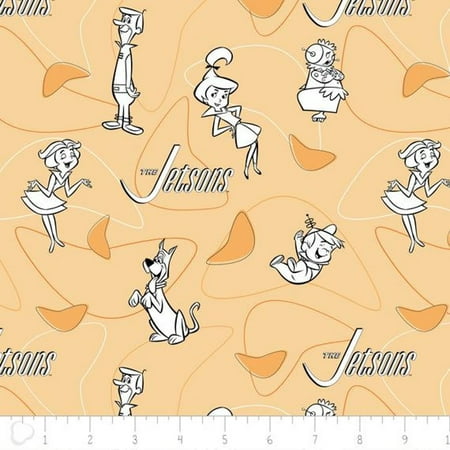 The Jetsons Line Art Orange 100% Cotton Fabric Sold by the Yard