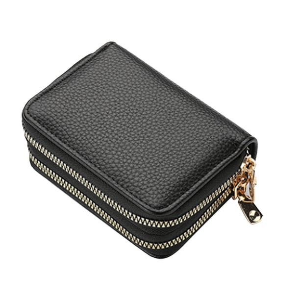 Cartera para tarjetas de crédito Apuakthei, tarjetero con cremallera para hombres y mujeres, bloqueo RFID, llavero, tamaño compacto