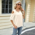 thumbnail image 3 of Fjuchai Womens Casual Crew Neck T-Shirts Tee Tops Women's Loose Comfy Blouse Lightweight Fashion Short Sleeve Tee Sizes S-XXL, 3 of 8