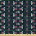 thumbnail image 2 of Ambesonne Ethnic Fabric by the Yard Upholstery, Striped Dotted Triangles Art, 10 Yards, Dried Rose and Indigo, 2 of 5