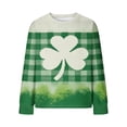 thumbnail image 2 of Craaazy St. Patrick's Day Waffle Sweatshirt for Women Green Graphic Casual Crewneck Long Sleeve Pullover Tops Gifts, 2 of 5