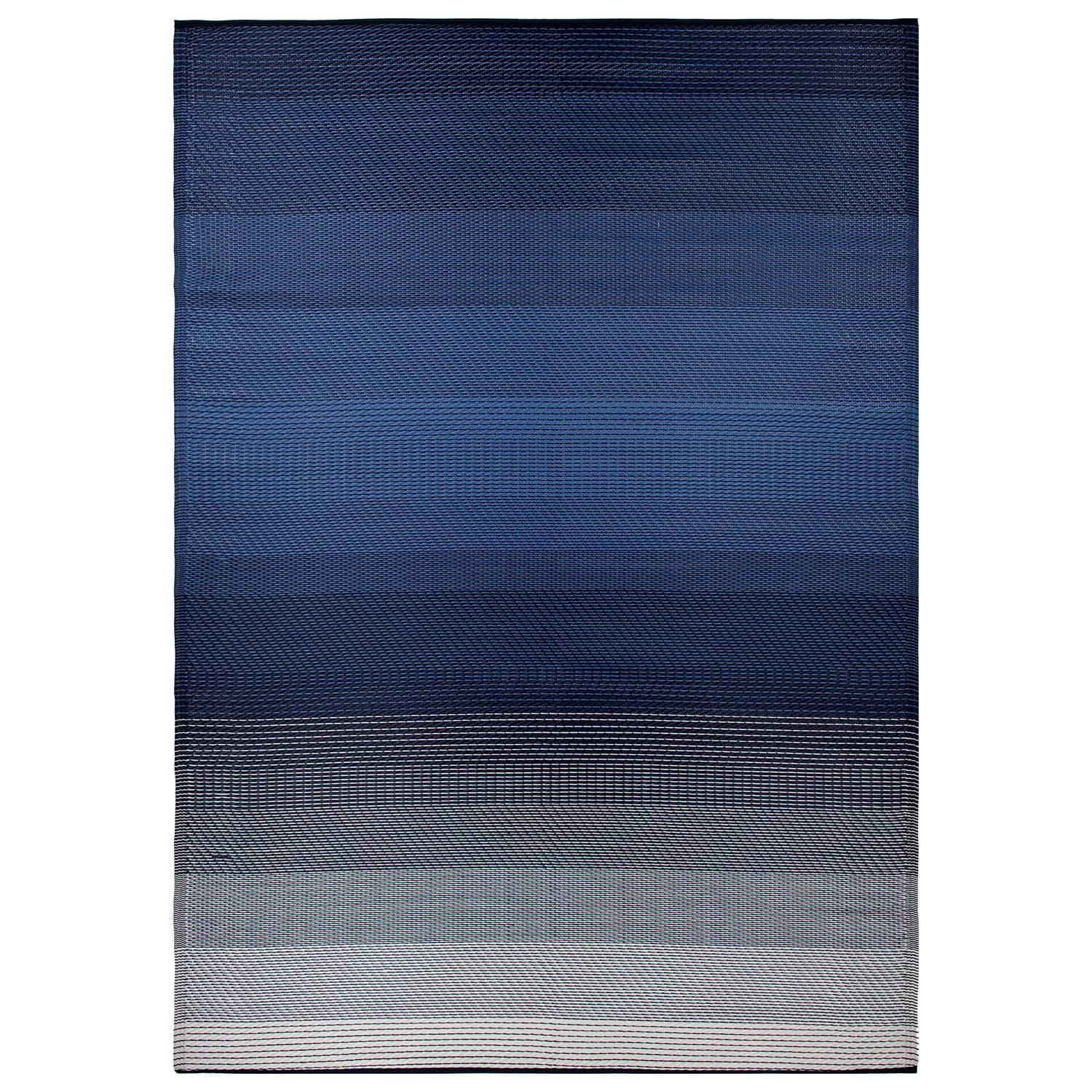 World Rug Gallery Contemporary Stripe Shade Reversible Recycled Plastic Outdoor Picnic Mat, Camping Rug, RV Rug - NAVY 3'3"x5'