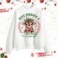 thumbnail image 2 of HNMKIU Hauts pour Femmes Imprimé Vache de Noël Chandail Col Rond Manches Longues Chandail en Molleton Imprimé Vache Col Rond, 2 of 4