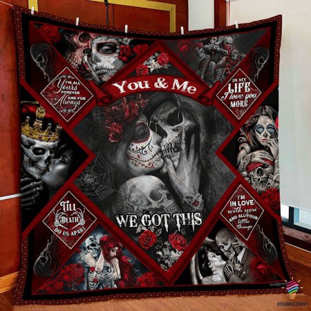 You And Me We Got This Skull Couple Premium Sherpa Blanket HG skull blanket