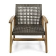 thumbnail image 4 of GDF Studio Savannah Outdoor Wood and Wicker Club Chairs, Set of 2, Teak and Mixed Mocha, 4 of 8