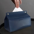thumbnail image 4 of House Decorative Leather Tissue Box Holder, Paper Case, Foldable Napkins Dispenser Container for Living Room Bedroom Dressers Home Office, 4 of 5
