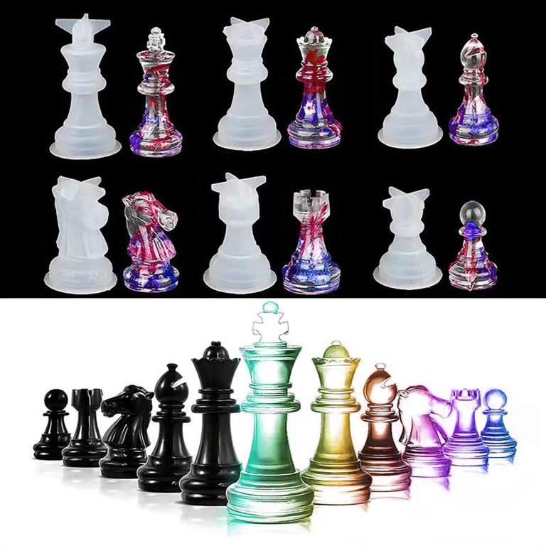 Worallymy Silicone Chess Mold DIY Resin Safe Non-stick Reusable  Heat-resisting Mould Molds Homemade 3D Artcrafts Moulds Tools 