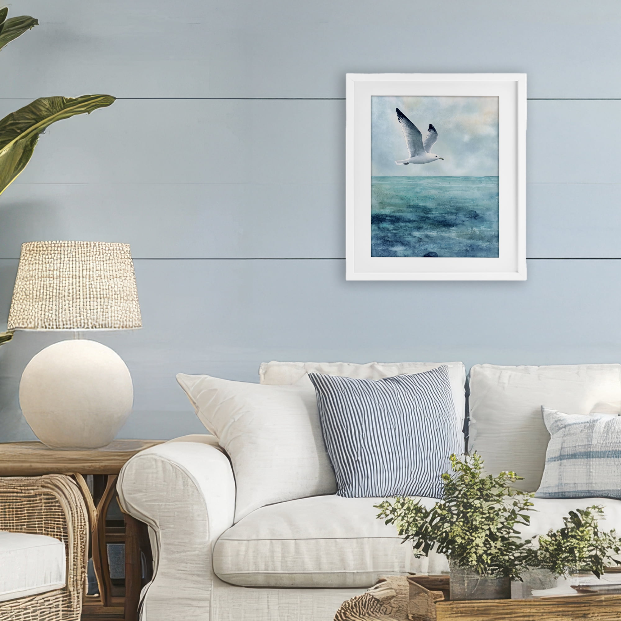 Stupell Industries Seagull With Black Tips White Framed Print Under Glass, design by Franklyn Gregory