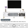 thumbnail image 5 of TV Stand for 70"+ TV, Atumon TV Media Console with Sliding Acrylic Doors, Modern TV Stand, Entertainment Center with Storage Space, TV Console Cabinet Furniture for Living Room Bedroom, White, 5 of 10