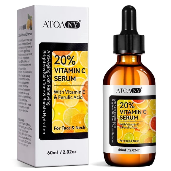 Vitamin C Serum with Vitamin E and Ferulic Acid, Hydrating Face Serum for Dry Skin, 2.02 oz
