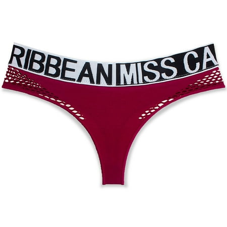 

Female Thong Seamless Mesh Hollow Out Printed Low Waist Underwear Mini Breathable G-String Yoga Panties Briefs for Party Wine Red XL