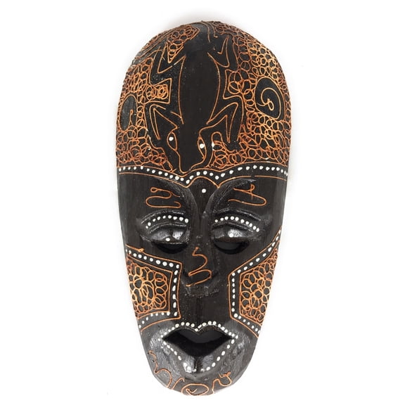 Tribal Tiki Mask 8" w/ Gecko - Primitive Art | #wib370420h