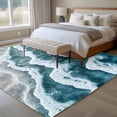 thumbnail image 5 of Abstract Beach Wave Washable Living Room Rugs 5'x7', Watercolor Blue Ocean Low Pile Throw Large Area Rugs Non-Slip Sturdy Edge Binding Carpet for Dining Room Bedside Kitchen, 5 of 9