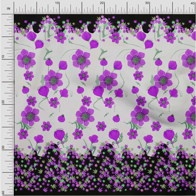 oneOone Polyester Lycra Fabric Artistic Flower Panel  Printed Craft Fabric BTY 56 Inch Wide