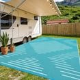 thumbnail image 4 of Nanan 8x10 Modern Geometric Outdoor Rug, All-Weather Waterproof Patio Mat, UV Resistant, Stain Resistant, Easy Clean Plastic Rug for Yard, Deck, Balcony, Camping,Light Blue/White, 4 of 8