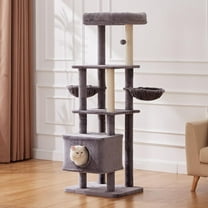 Nomipaw Cat Tree 65”, 6 Level Heavy Duty Cat Tower with 2.84 In Posts, Natural Sisal Scratching Posts, Hammock, Condo and Washable Top Perches, Gray