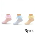 thumbnail image 2 of LYMAYTER 3 Pack Kids Girls Socks Toddler Cute Double Big Ruffled Dress Princess for Socks 1-12Y, 2 of 7