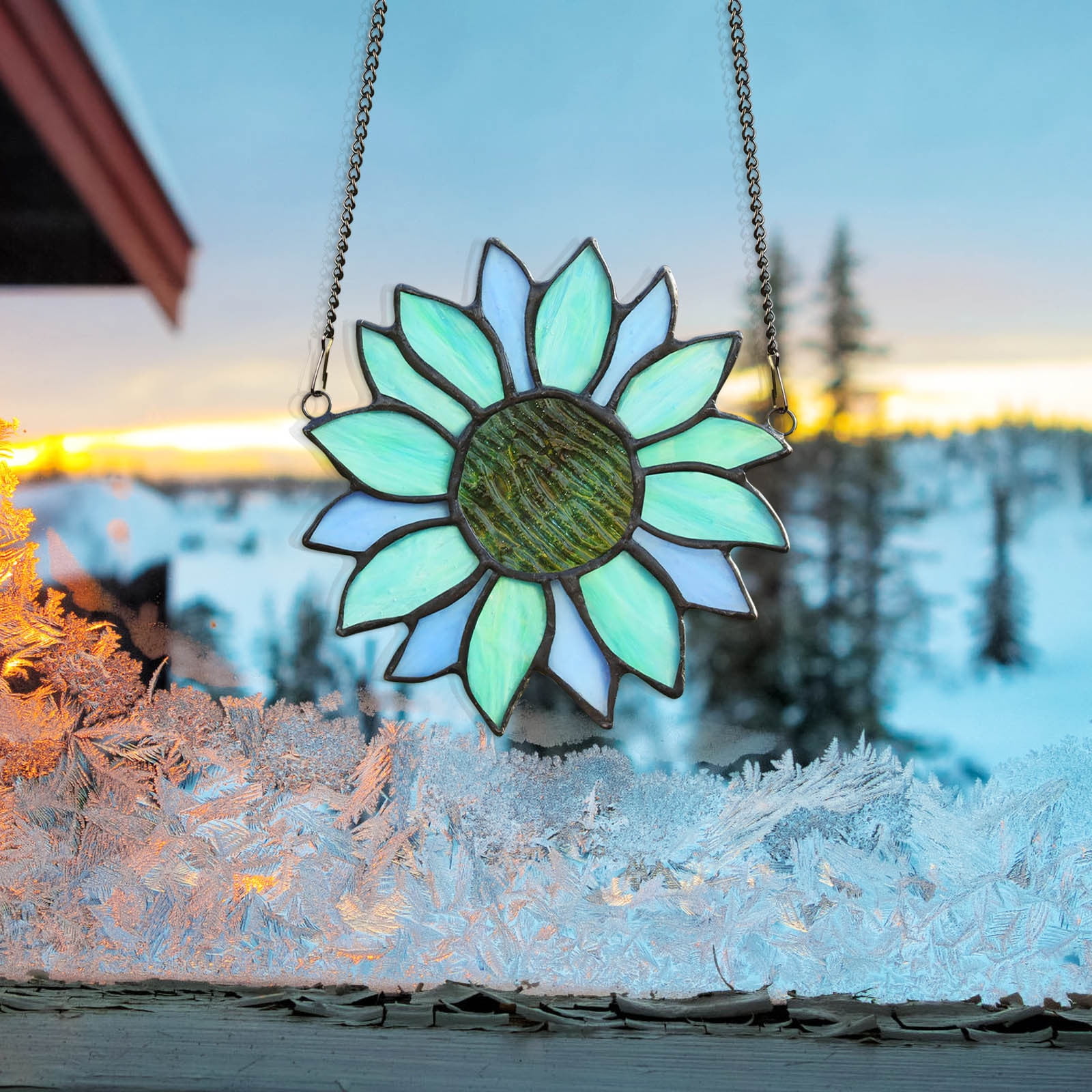 Yannianjz Sunflower Wind Chime Pendant, Colorful Acrylic Window Hanging Decor, Outdoor Garden Wind Chimes for Living Room, Bedroom, Courtyard