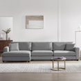 thumbnail image 2 of EUROCO 134" Oversized L Shaped Sectional Sofa Couch, 4 Seat Corduroy Deep Seat Sofa Bed with USB Charging Port, Cup Holder and 50" Chaise, Comfy Indoor Furniture for Living Room, Gray, 2 of 10