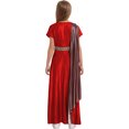 thumbnail image 2 of iiniim Kids Girls Greek Toga Robe Short Sleeve Metallic Ancient Greece Gown Princess Dress Halloween Cosplay Red 6, 2 of 7