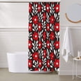 thumbnail image 6 of Shower Curtain, Red Floral Waterproof Fabric Plastic Shower Curtain, Drying Fast Bathroom Curtain with 9 Buttonholes, Ruffle Shower Curtain 60x72in, 6 of 8