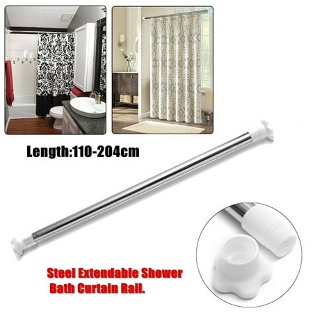 Extendable Steel Telescopic Shower Curtain Rail Pole Bathroom Tension Rod Bath Wardrobe Window Home Room Door Com