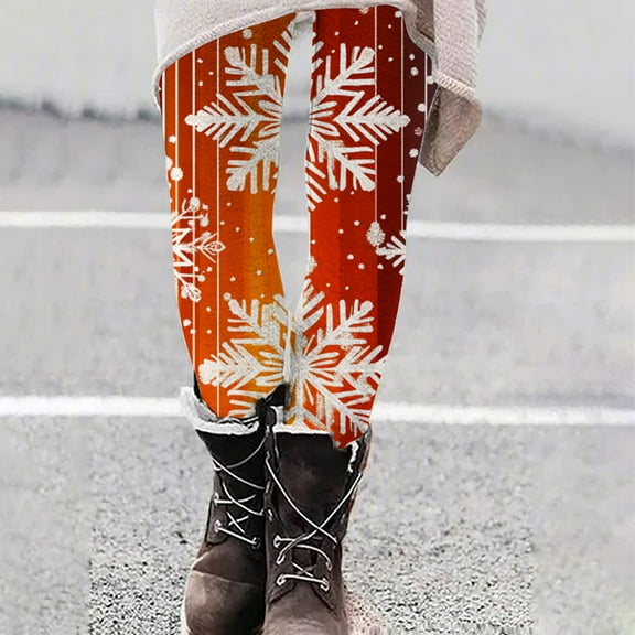 YOIAVAIOY Holiday Leggings for Women High Waisted Buttery Soft Yoga Pants Christmas Print Casual Workout Tights Red M