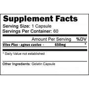 VH Nutrition Vitex Plus 650mg - Chaste Tree Berry Supplement for Women Healthy Hormone Balance & Fertility Support Formula - 60 Capsules