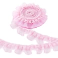 thumbnail image 1 of Cinta de encaje rosa con volantes de 10 yardas, adorno de tela de encaje plisado, adorno de volantes fruncidos de doble capa, bordado para costura, 1 of 9
