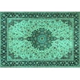 thumbnail image 1 of Ahgly Company Machine Washable Indoor Rectangle Medallion Turquoise Blue Traditional Area Rugs, 2' x 3', 1 of 4
