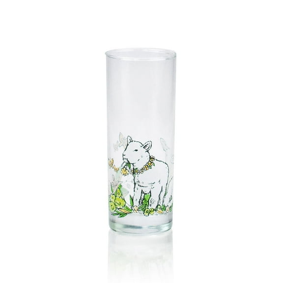 Everything Kitchens Barnyard Baby Animals 8 oz Drinking Glass | "Leaping Sheep" - Lamb