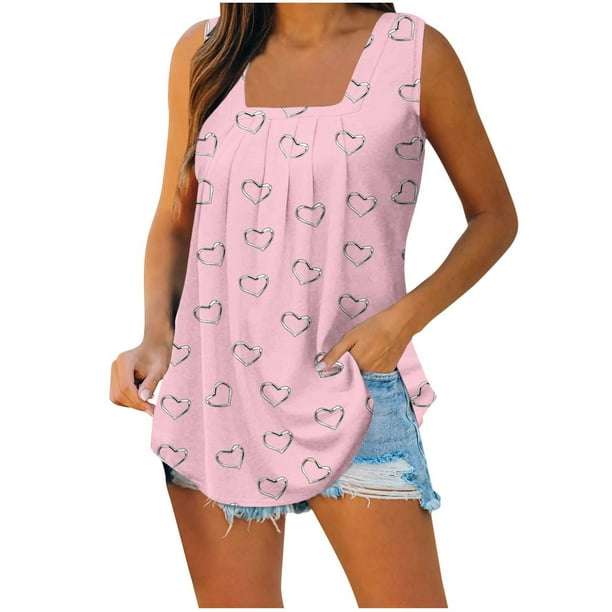 Puntoco Camisetas sin mangas para mujer Camiseta sin mangas estampada para mujer Top suelto