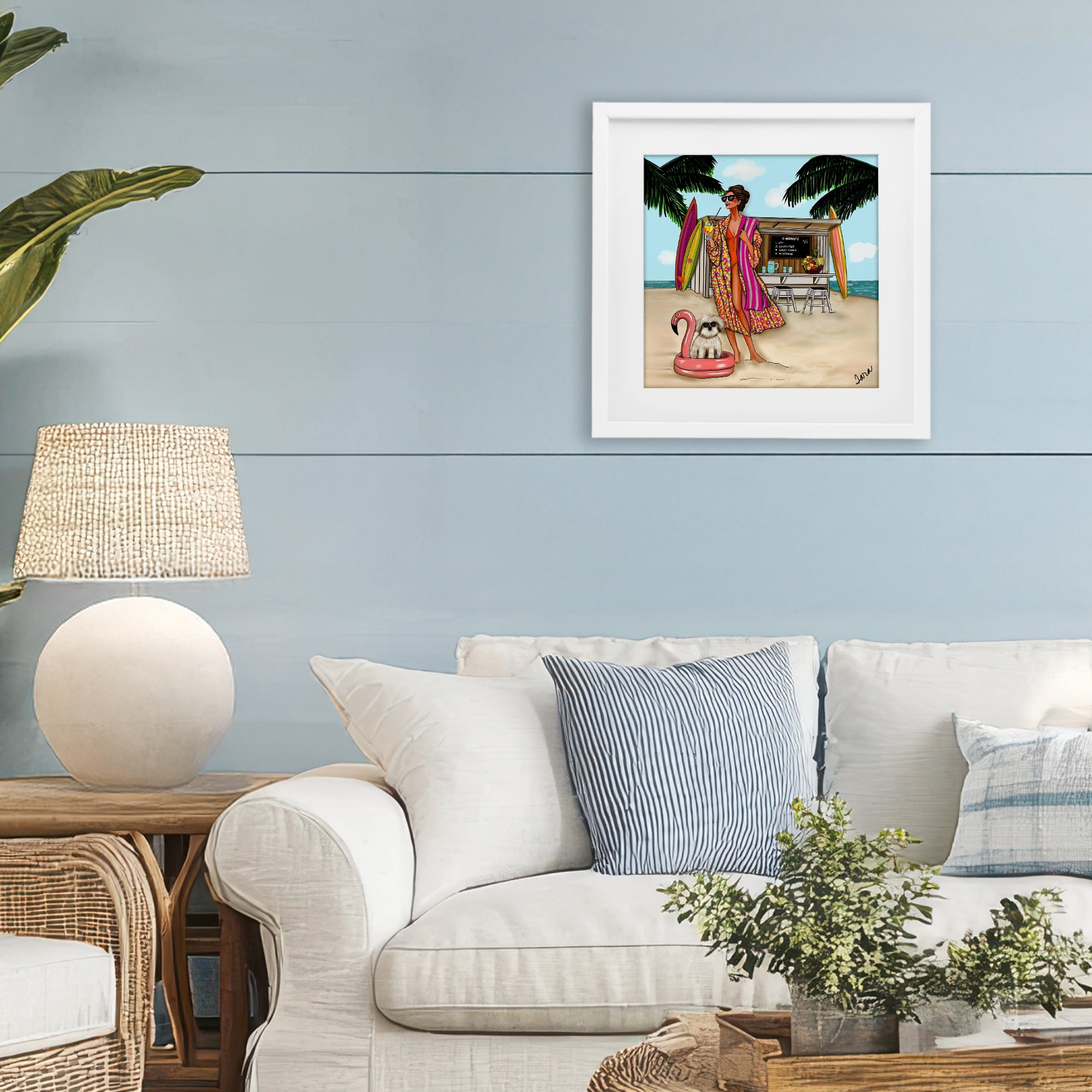 Stupell Industries Beach Girl in Summer Sun White Framed Print Under Glass, design by Tara Boone