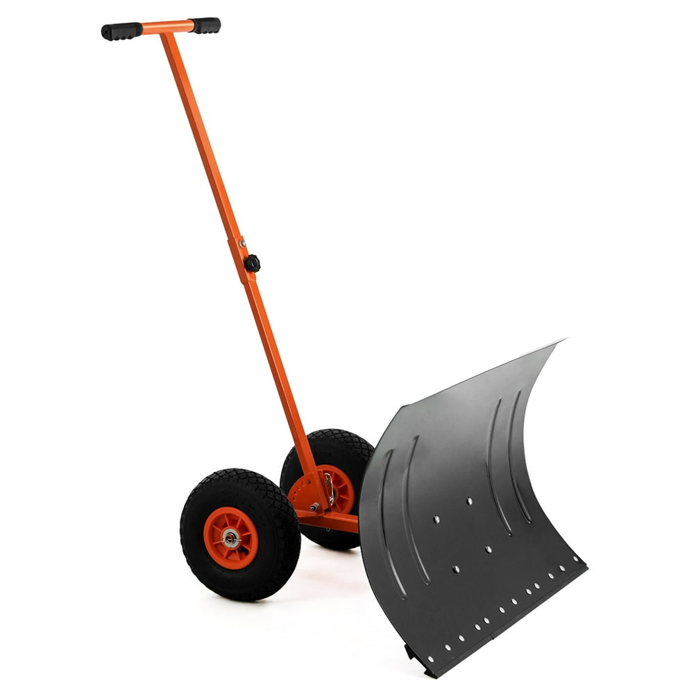 Costway Adjustable Wheeled Snow Pusher/Shovel Heavy Duty Efficient Snow