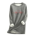 thumbnail image 3 of Jinhomg Women Heart Print Fleece Shirt Holiday Thermal Cozy Long Sleeve Tunic Tops Plus Size Soft Sherpa Lined Sweatshirts Dark Gray XL, 3 of 5
