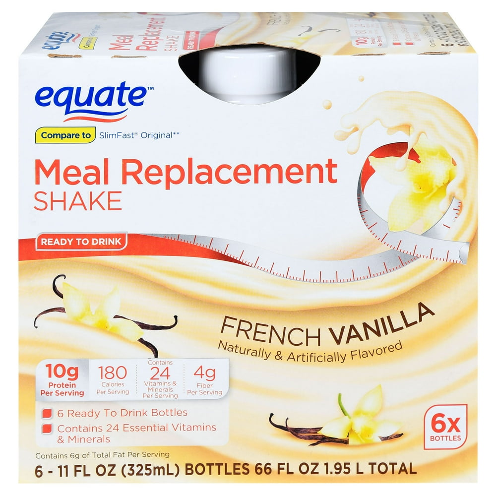 Equate Meal Replacement Shakes, French Vanilla, 11 fl. Oz., 6 Count