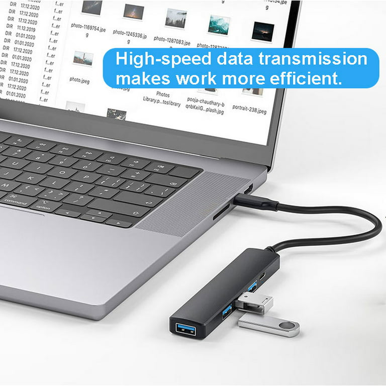 5-Port USB 3.0 Hub, Ultra-Slim USB Hub with USB-A Powered Port, Data USB  Splitter Charging Supported Compatible with MacBook, Laptop, Surface Pro