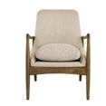 thumbnail image 2 of 28 Inch Fabric Upholstered Accent Armchair, Birch Wood, Off White, Brown- Saltoro Sherpi, 2 of 6
