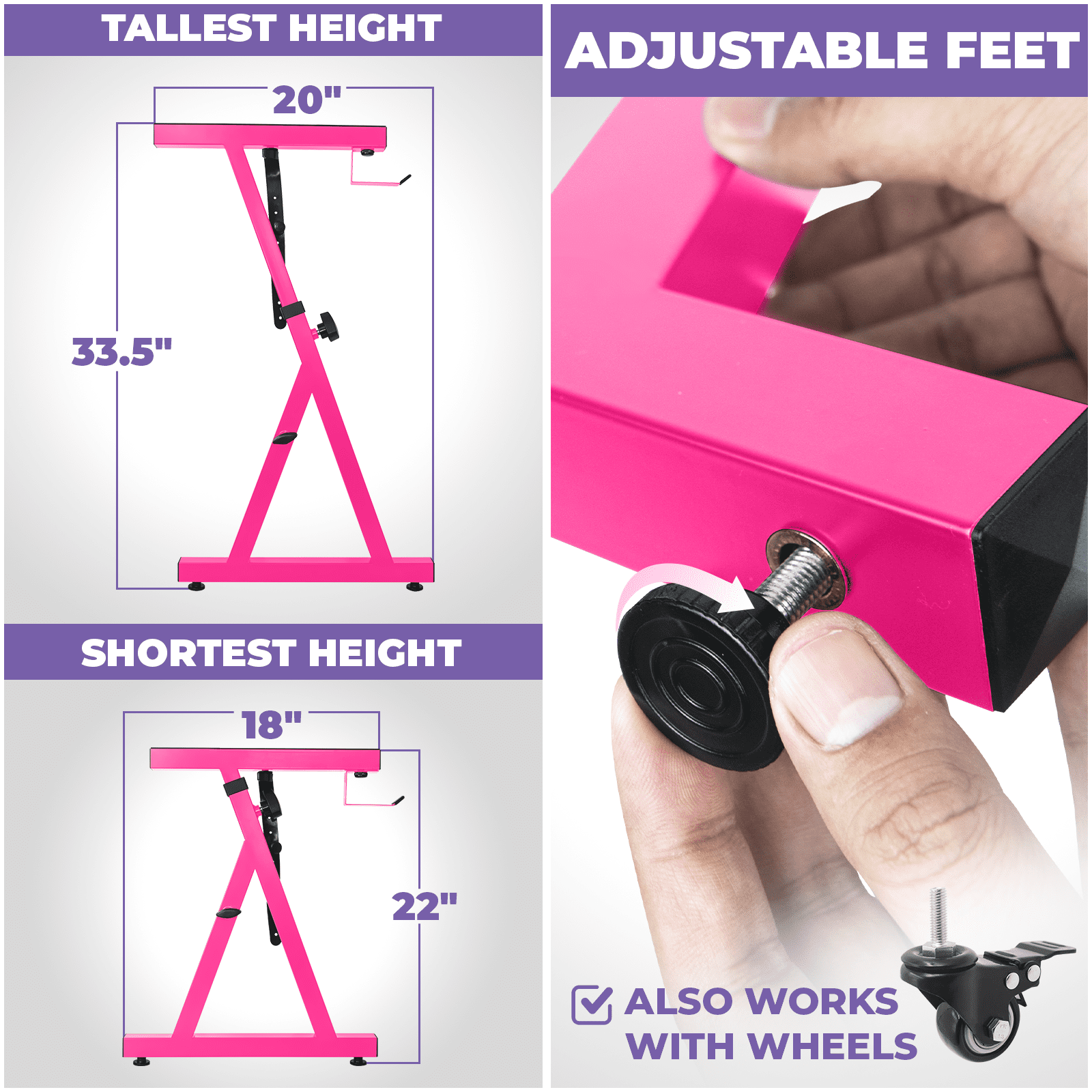 Liquid Stands Piano Keyboard Stand - Z Style Adjustable and Portable Heavy Duty Music Stand for Kids and Adults -Fits 54-88 Key Electric Pianos - Sturdy Musical Keyboard Stand (Pink)