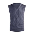 thumbnail image 1 of ameIAEA Men's Sweater Vest V Neck Cable Knitted Sleeveless Solid Color Pullover Sweater Fall Winter, 1 of 3