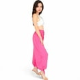 thumbnail image 3 of Women's Relaxed Fit Drawstring Hem Pants with Elastic Waist- Fuchsia,Small, 3 of 7