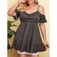 thumbnail image 1 of Talla grande hombro frío lentejuelas de lentejuelas de lentejuelas de cuello de capucha Rosegal Camisetas tallas grandes, 1 of 5