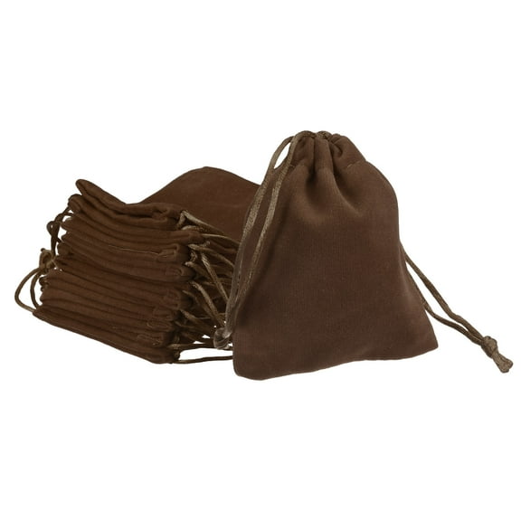 Velvet Drawstring Bags 4.72x5.91 Inch Gift Bags Jewelry Pouches Brown 10Pcs