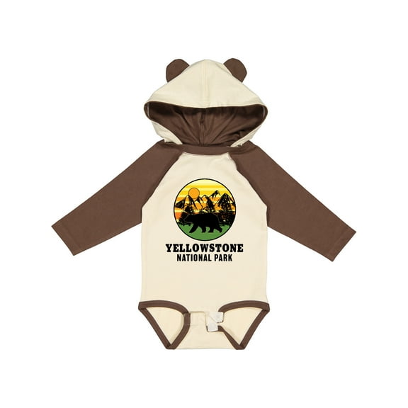 Inktastic Yellowstone National Park with Bear Mountains and Trees Cricle Boys or Girls Long Sleeve Baby Bodysuit