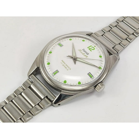 Vintage HMT Pilot Para Shock 17 Jewels Hand Winding White Dial With Metal Bracelet India Made Wrist Watch