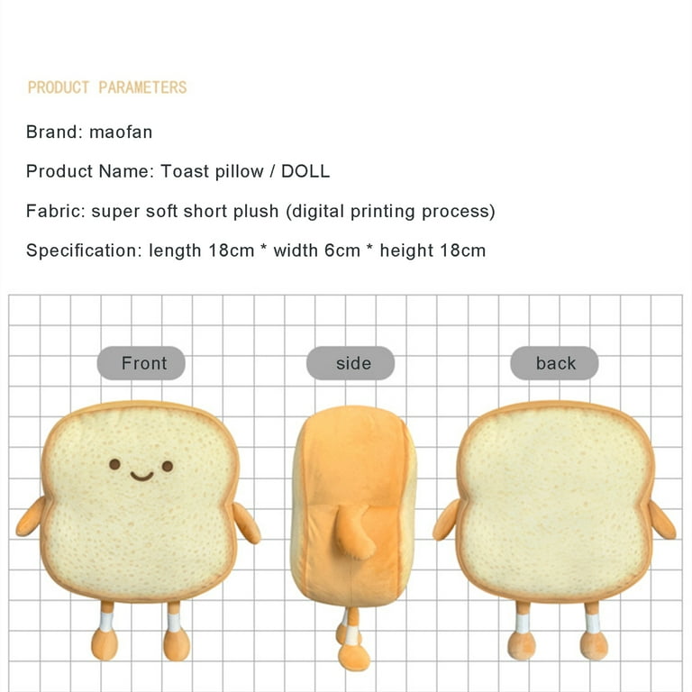  lumogeva Toast Bread Pillow Cushion with Cute Expression,  Kawaii Plush Toy Funny Food Plush Cushion for Office Dorm Bedroom Seat,Plush  Cushion Gift for Birthday, Valentine, Christmas (Square)… : Home & Kitchen